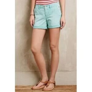 Pilcro and the Letterpress Green Hyphen Chino Cotton Stretch Shorts Women's Size